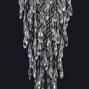 Contemporary 180cm Drop 7 Light Crystal Stairwell Chandelier Chrome