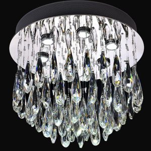 Contemporary 6 Light Flush Mount Crystal Ceiling Light Polished Chrome