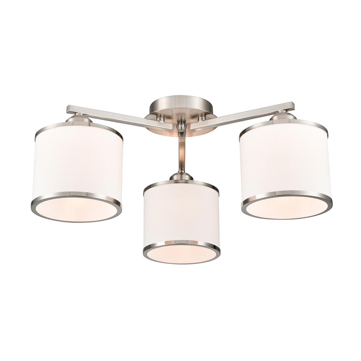 Sirius 3 Light Satin Nickel Flush Fitting With Shades