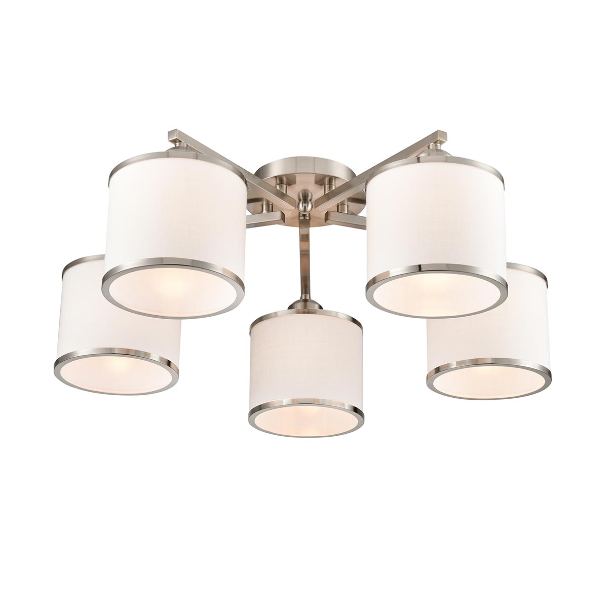 Sirius 5 Light Satin Nickel Flush Fitting With Shades
