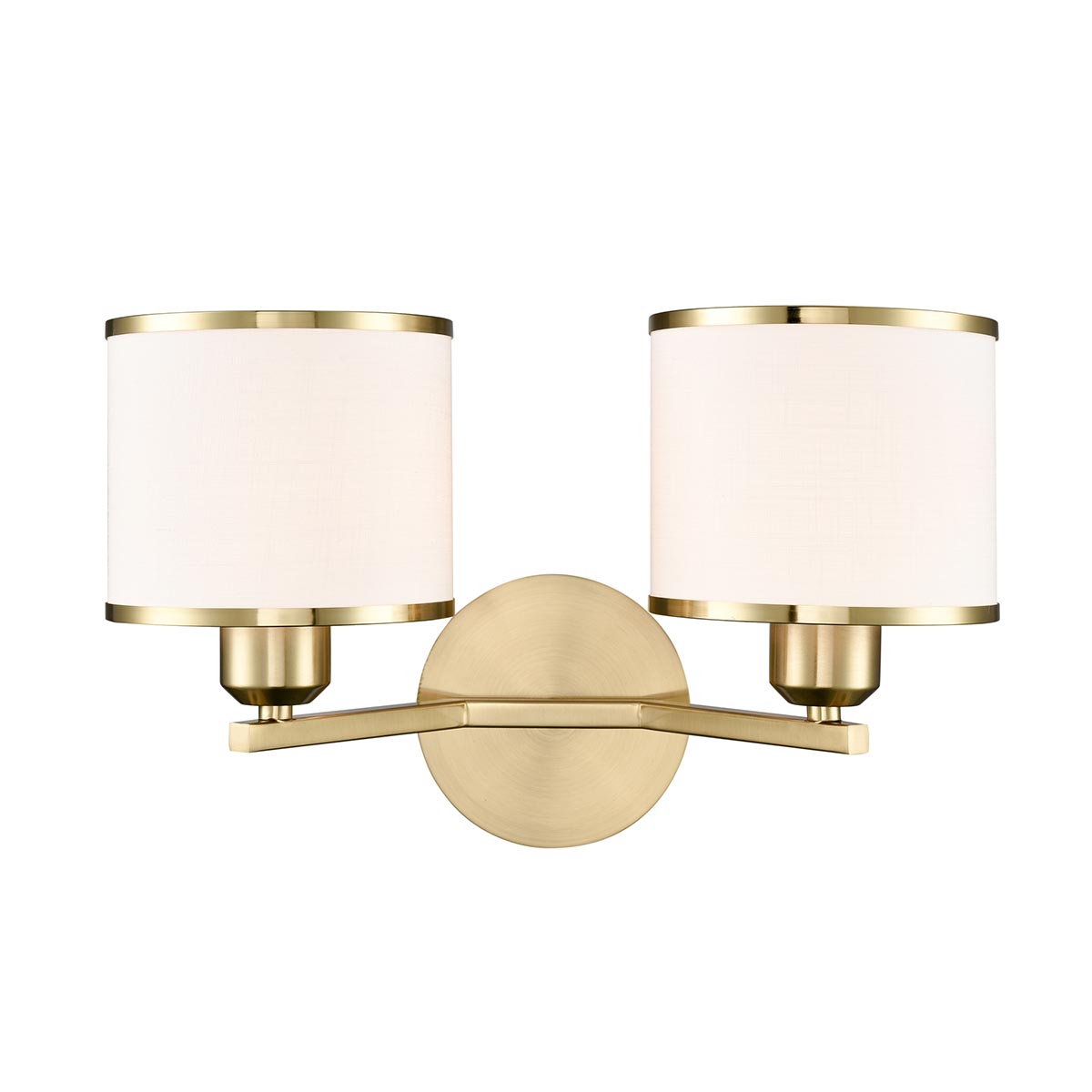Sirius Twin Aged Brass Wall Light With Shades