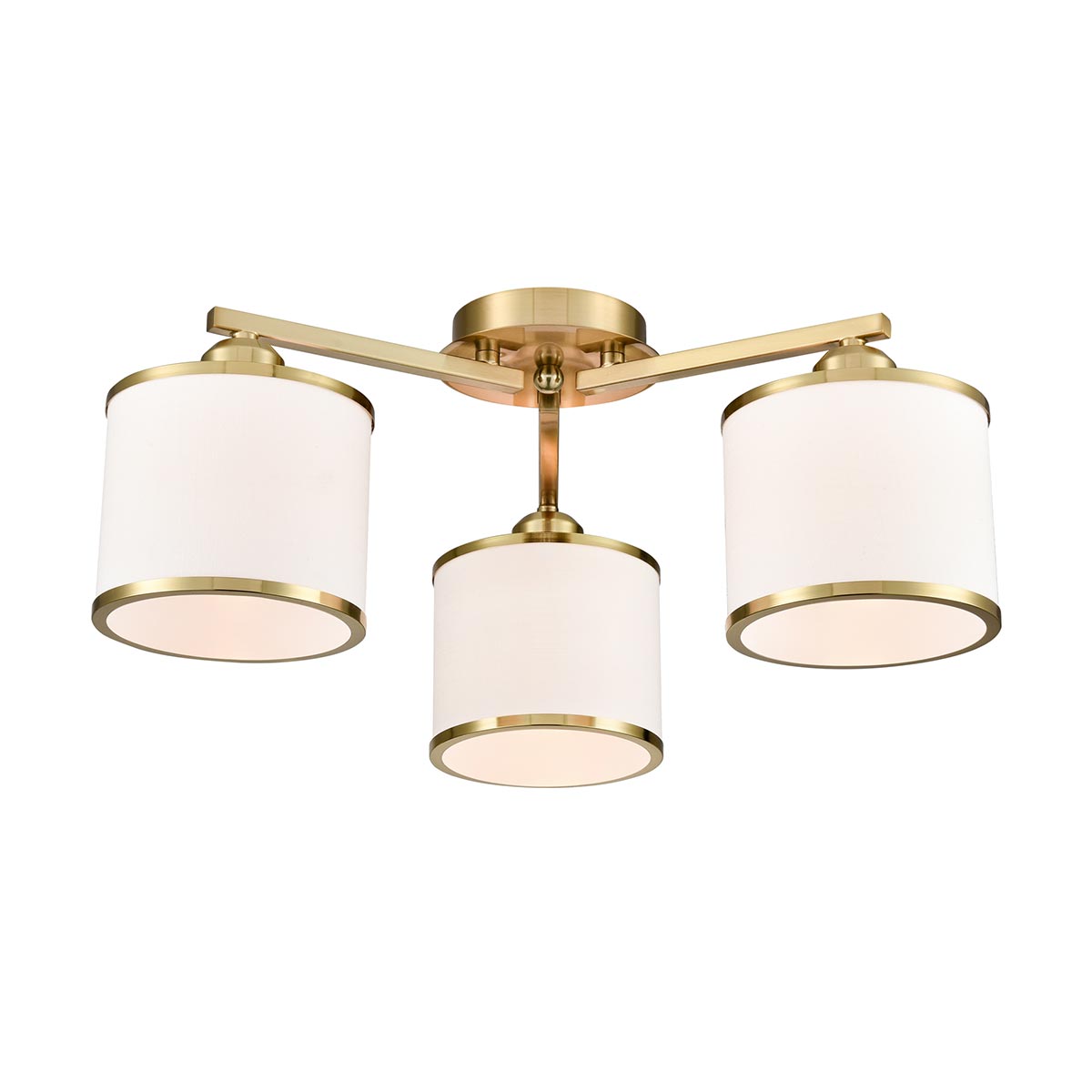 Sirius 3 Light Aged Brass Flush Fitting With Shades