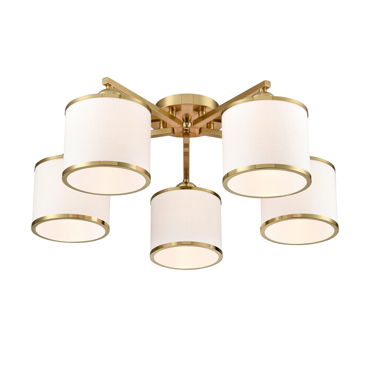 Sirius 5 Light Aged Brass Flush Fitting With Shades