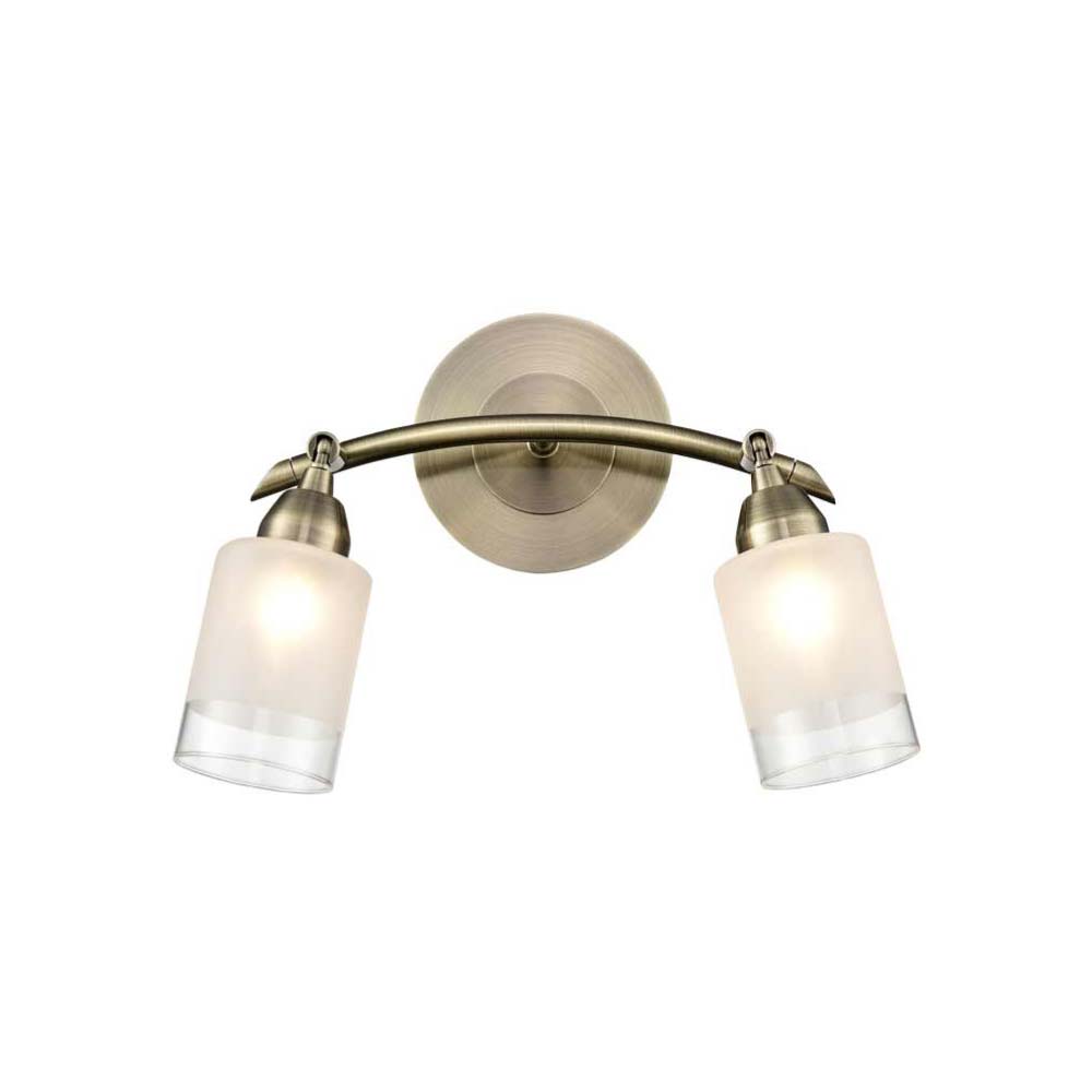 Stylish Bronze Finish Switched Twin Wall Light Acid Glass Shades