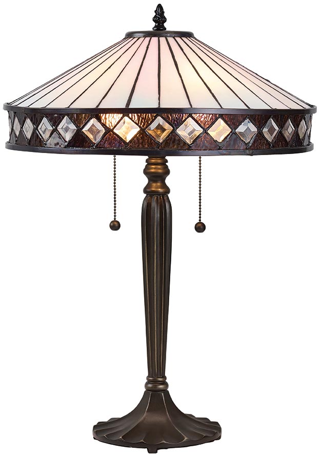 Fargo Art Deco Style 2 Light Tiffany Table Lamp