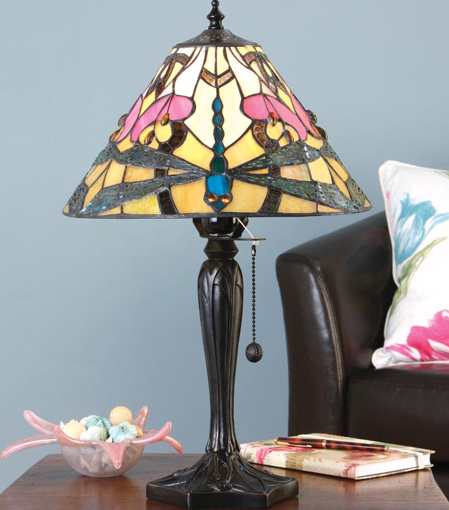 Ashton Medium Tiffany Table Lamp Art Nouveau Dragonfly