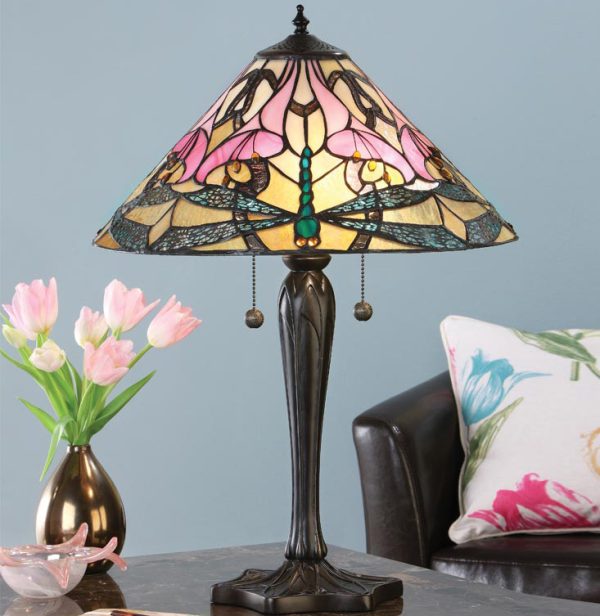 Ashton Large Tiffany Table Lamp Art Nouveau Dragonfly