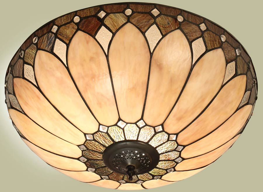 Brooklyn Flush 2 Light Tiffany Ceiling Lamp Art Deco Style