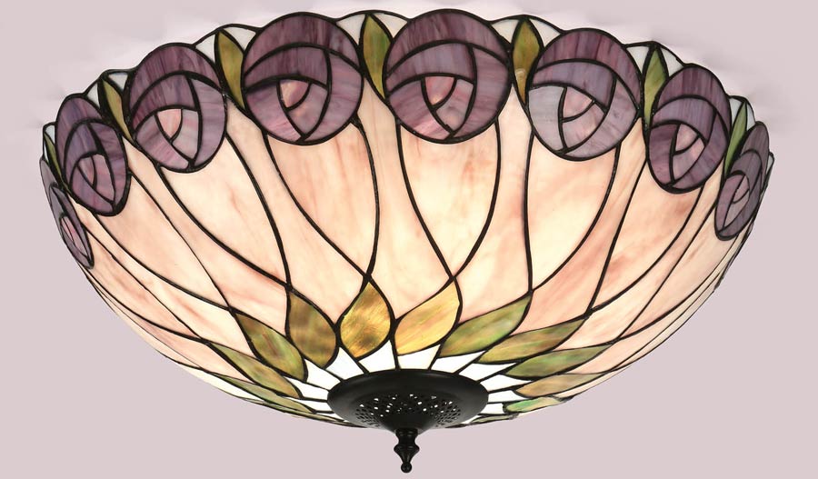 Hutchinson Mackintosh Rose Flush Tiffany Ceiling Light