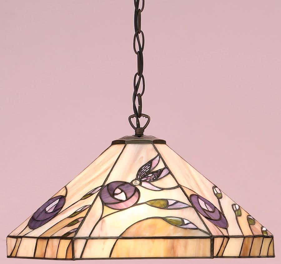 Damselfly Tiffany Pendant Lamp Mackintosh Rose Inspired