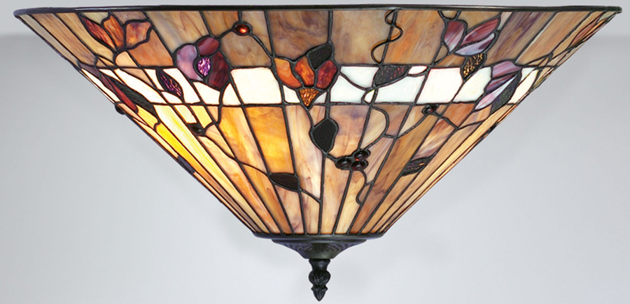 Bernwood Medium Art Glass 2 Lamp Flush Tiffany Ceiling Light