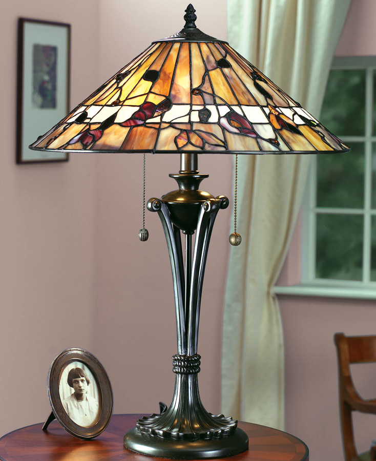 Bernwood Medium 2 Light Art Glass Tiffany Table Lamp