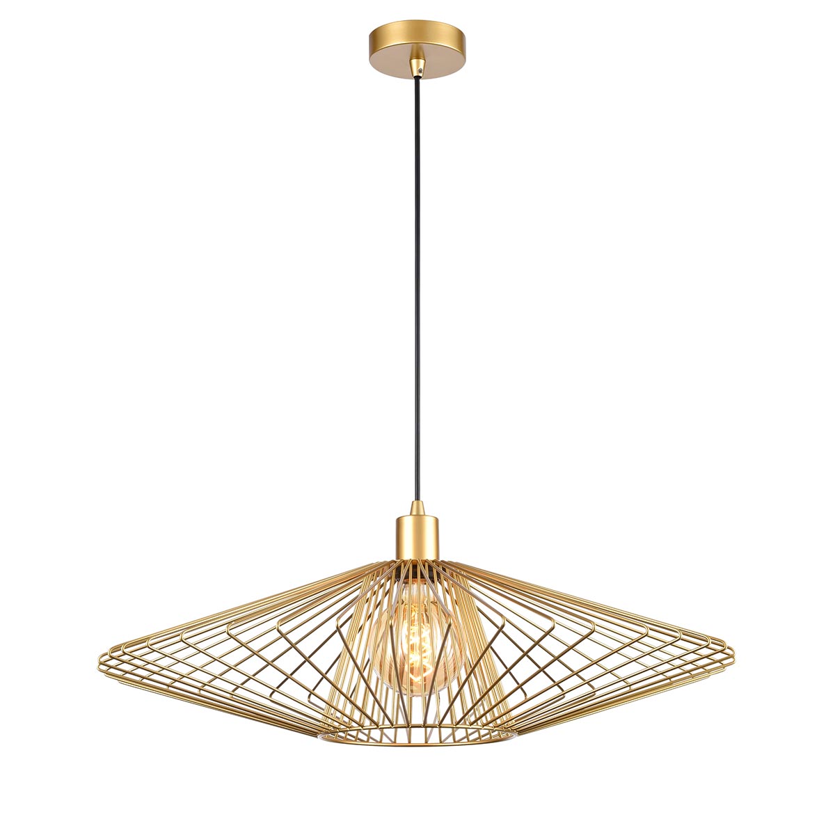 Franklite Thatch Large 1 Light Ceiling Pendant in Gold