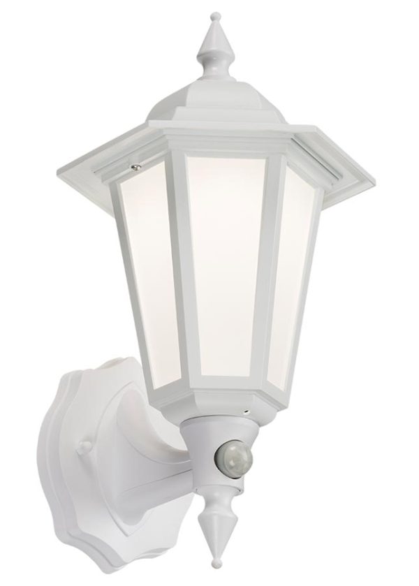Traditional LED Outdoor PIR Wall Lantern Manual Override White IP54