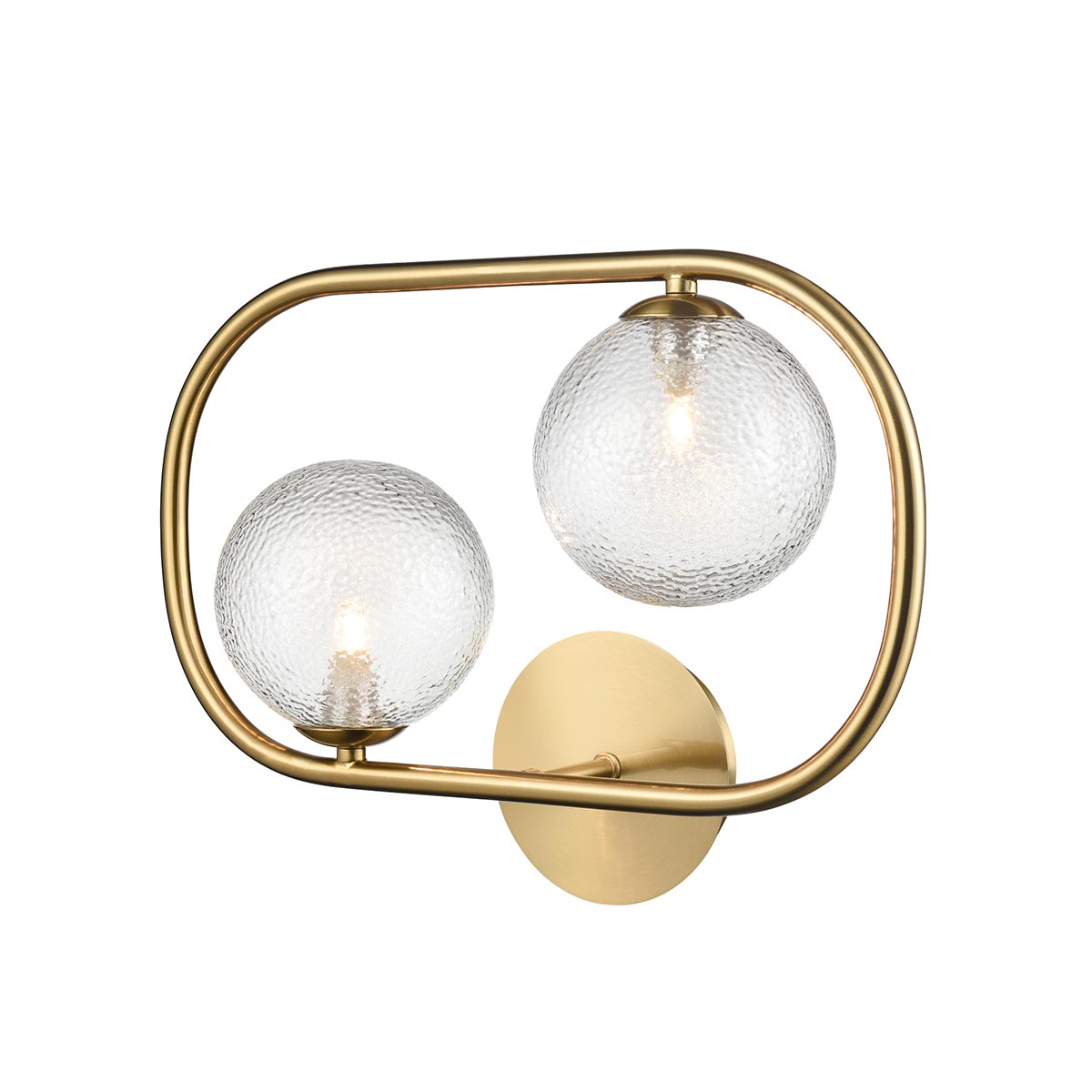 Trapeze 2 Light Aged Brass Double Wall Light