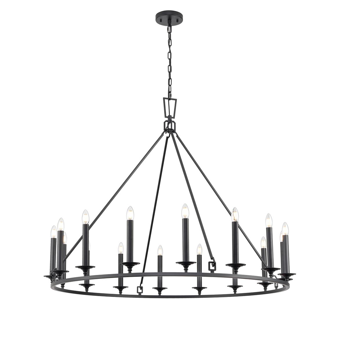 Tudor 16 Light Very Large Matt Black Chandelier