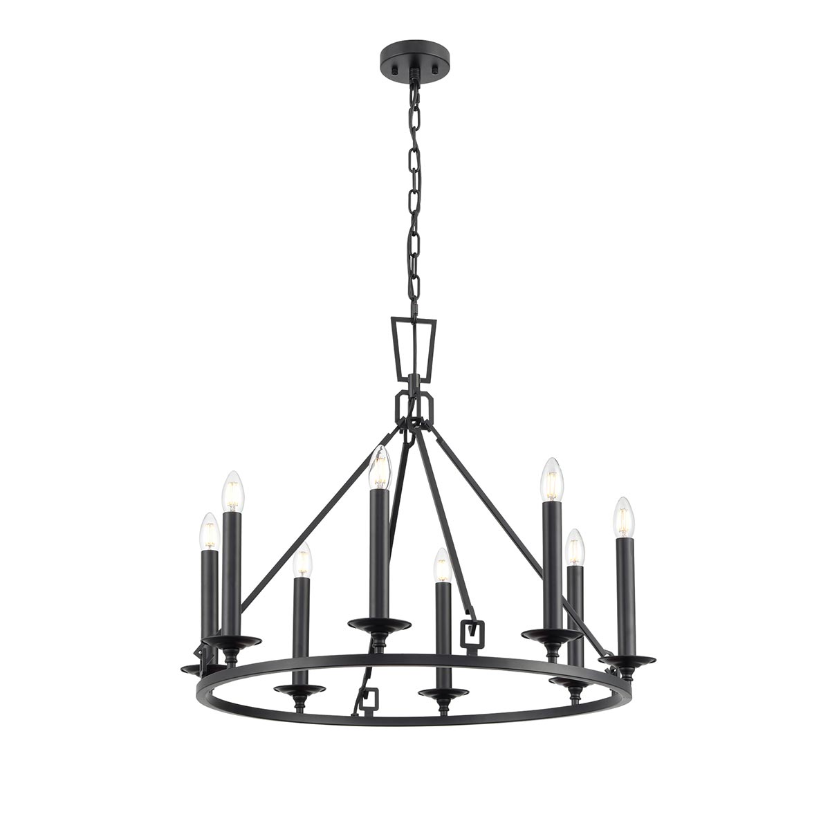 Tudor 8 Light Classic Matt Black Chandelier