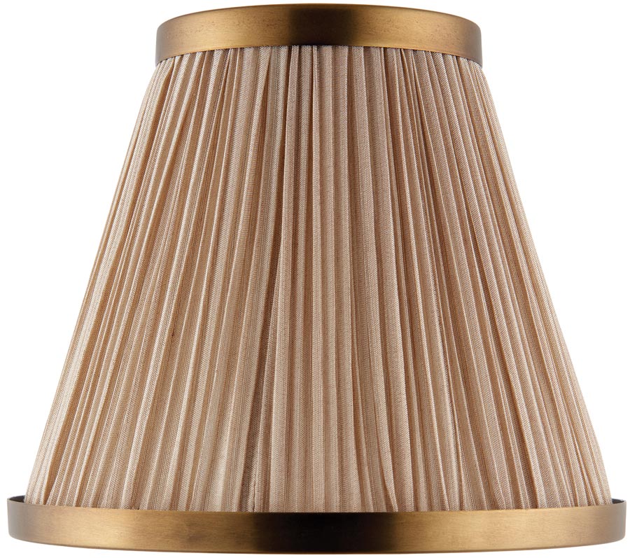 Suffolk Beige 8 Inch Table Lamp Shade With Antique Brass Frame