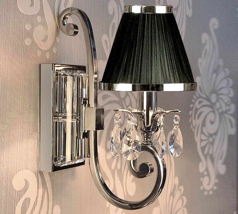 Oksana Nickel Single Wall Light Crystal Drops Black Shade