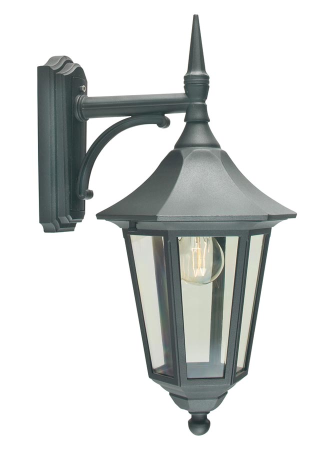 Norlys Valencia Traditional Downward Outdoor Wall Lantern Black IP54