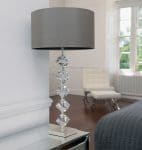 Verdone Crystal Table Lamp With Mink Shade