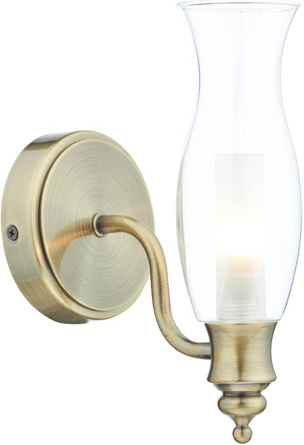 Dar Vestry Traditional Bathroom Wall Light Antique Brass