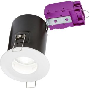 White GU10 fire rated fixed bathroom down light IP65