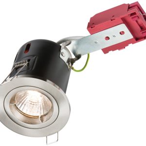 Mains Voltage Fixed GU10 IC Fire Rated Down Light Brushed Chrome