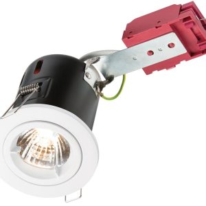 mains voltage white finish fire rated down light