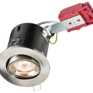 Adjustable GU10 IC Fire Rated Tilting Down Light Brushed Chrome