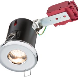 Polished chrome fire rated bathroom shower down light IP65