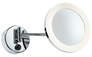 Adjustable 3w LED bathroom wall mounted magnifying mirror in chrome IP44