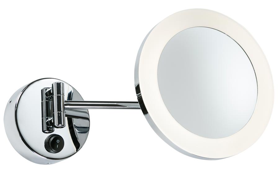 Adjustable 3w Led Bathroom Wall Magnifying Mirror Chrome Ip44 - Wall Mounted Magnifying Bathroom Mirror With Lighted