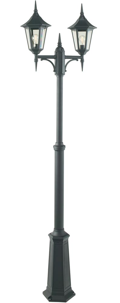 Norlys Valencia Traditional 2 Lantern Garden Lamp Post Black IP54