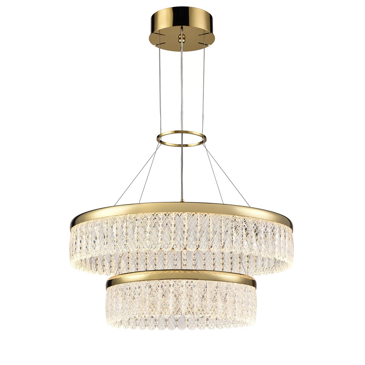 Victoria LED Double Tier Crystal Pendant in Gold