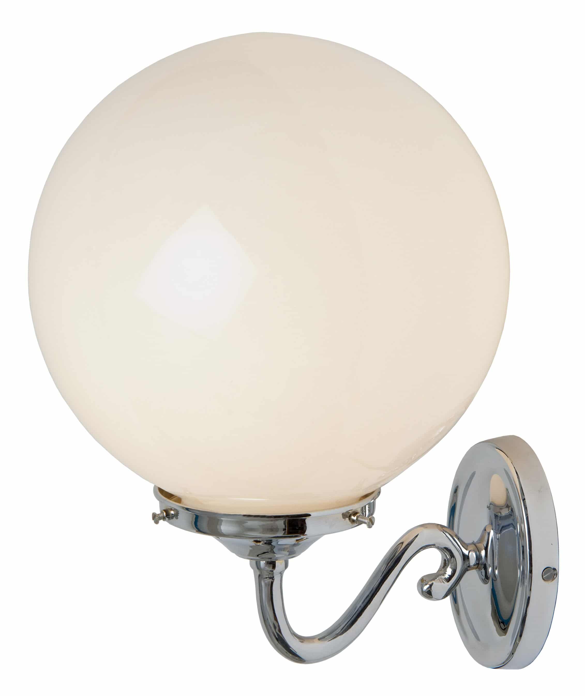 Traditional Polished Chrome Opal Glass Globe Wall Light UK Made WALL48