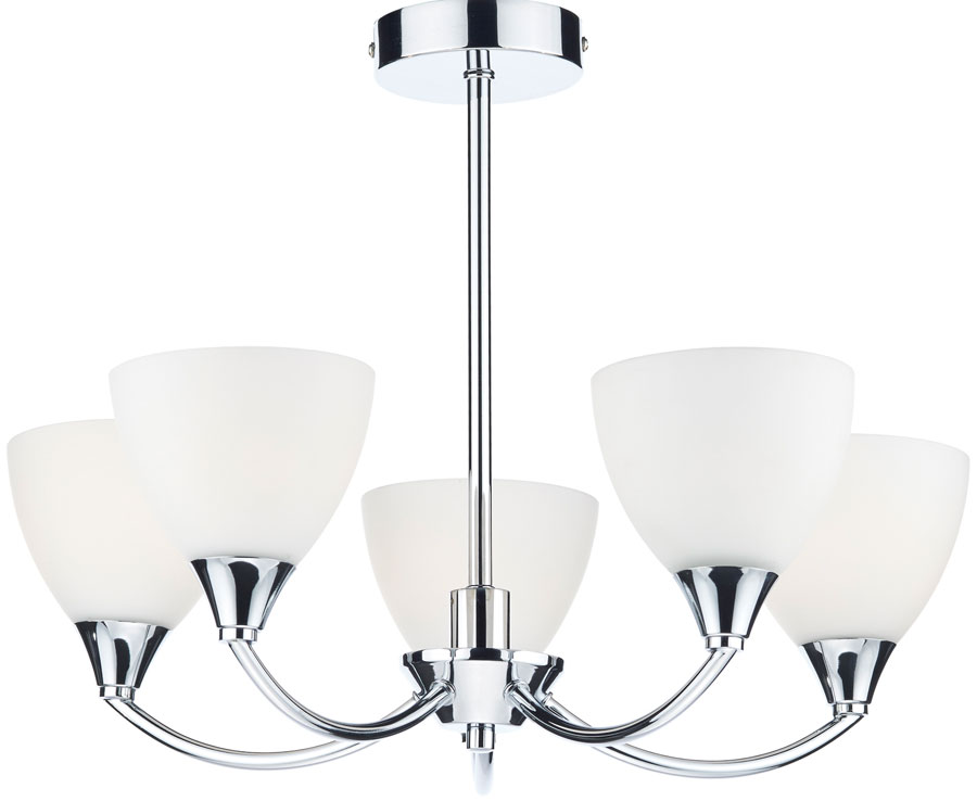 Dar Watson 5 Light LED Semi Flush Low Ceiling Light Polished Chrome