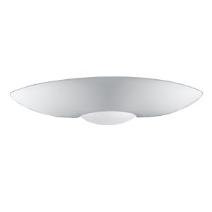 Large classic paintable ceramic dish up and down wall washer light, on white background unlit.