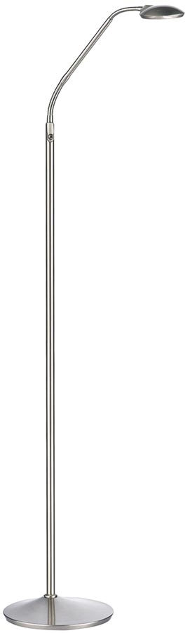 Dar Wellington Modern Satin Chrome 7w LED Floor Reading Lamp