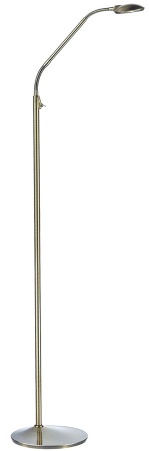 Dar Wellington Modern Antique Brass 7w LED Floor Reading Lamp