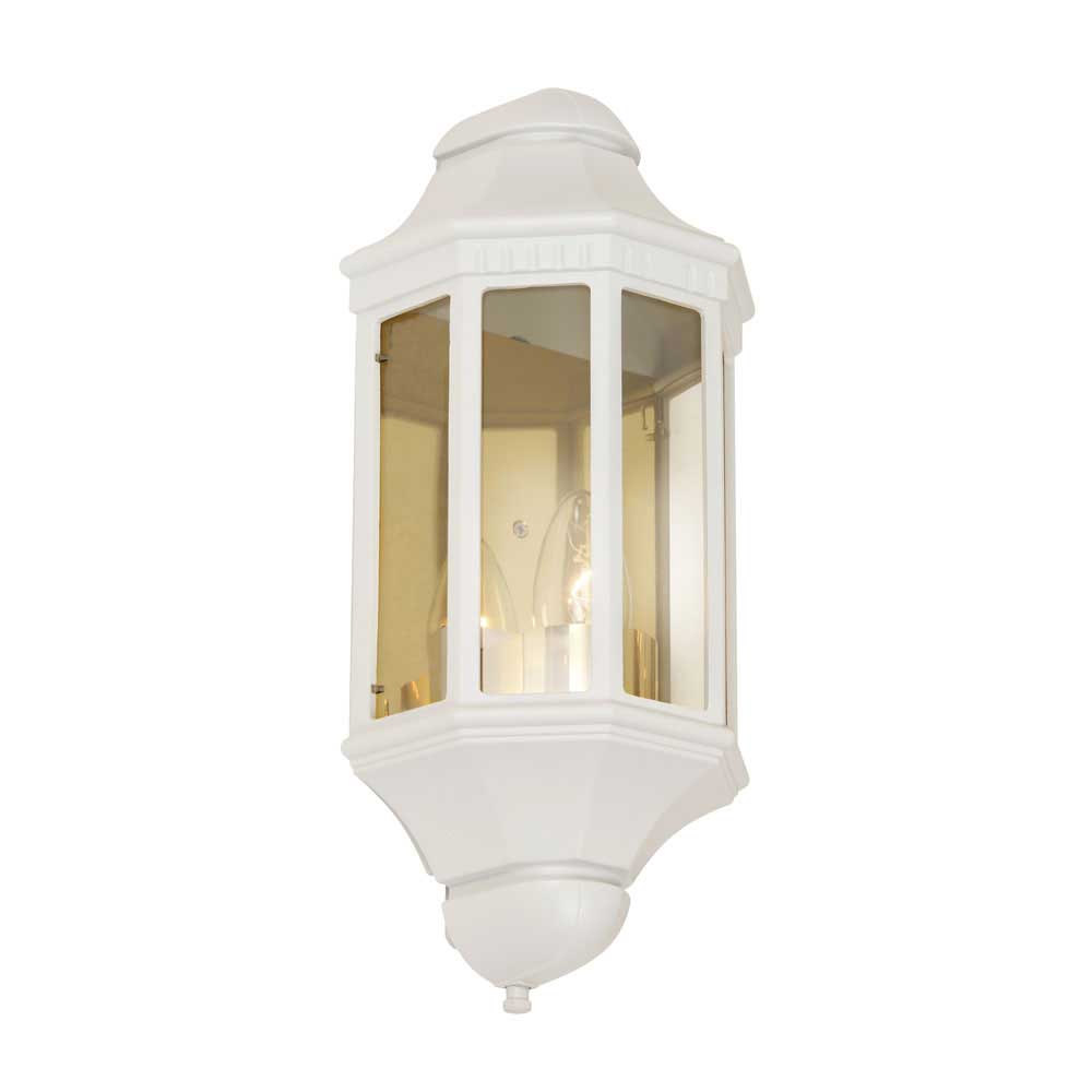 Traditional White Flush Outdoor Half Wall Lantern