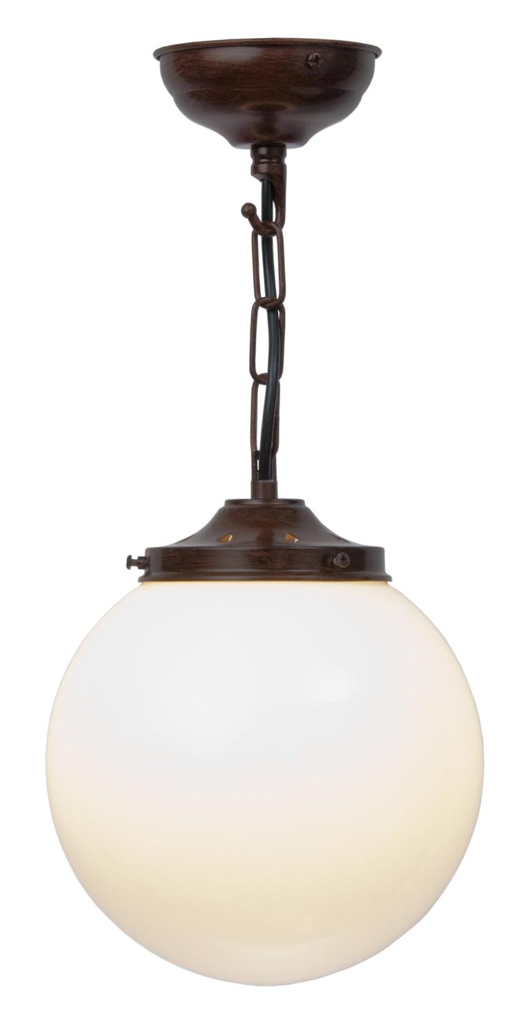 antique bronze 20cm opal glass globe pendant light uk made elstead pendant lights