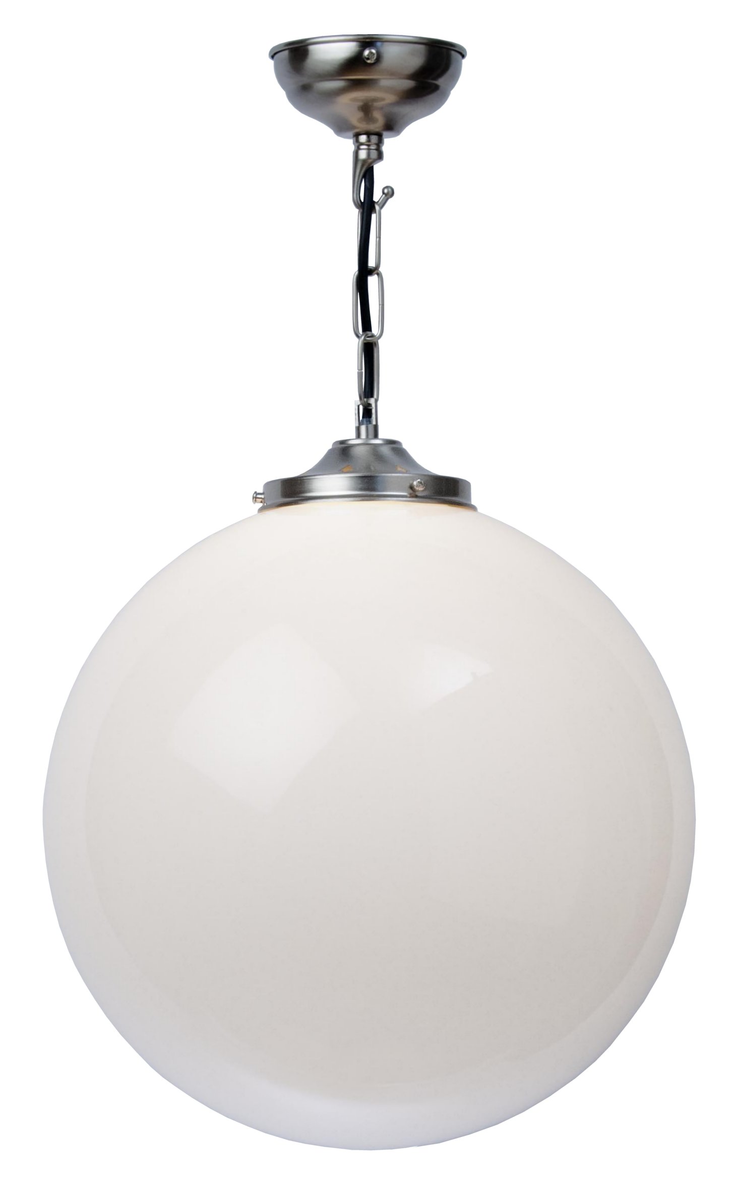 Matt Nickel 30cm Opal Glass Globe Pendant Light UK Made