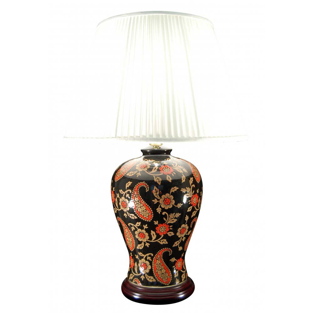 Oriental Red And Gold Paisley Ceramic Table Lamp Base Only
