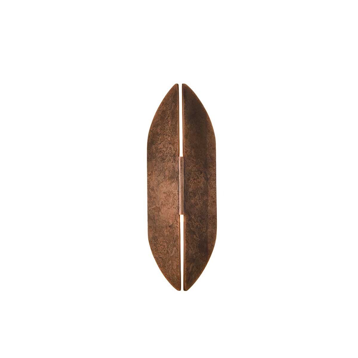 Franklite Warrior small LED wall light in antique copper finish, on white background.