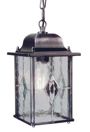 Elstead WX9 Wexford traditional hanging outdoor porch lantern in black & silver