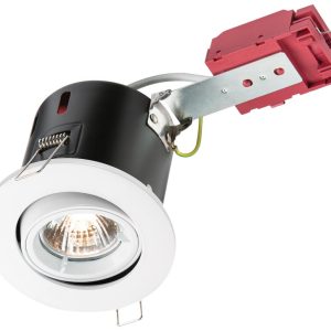 Adjustable white finish GU10 fire rated tilt down light