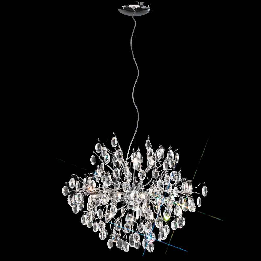 Impressive Quality 12 Light Crystal Pendant Chandelier Polished Chrome