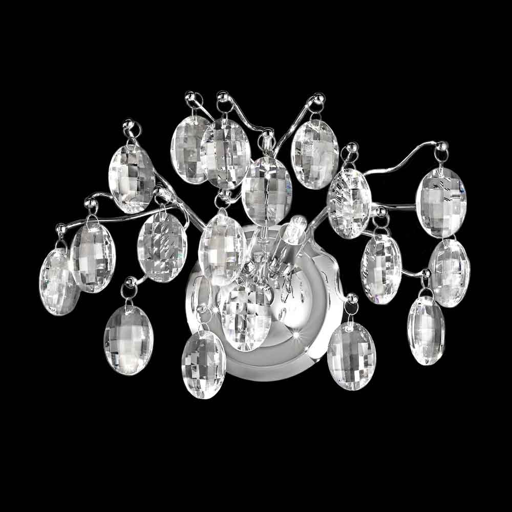 Impressive Quality 2 Lamp Twin Crystal Wall Light Polished Chrome