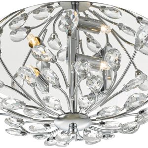 Dar Zafir Polished Chrome Flush 3 Light Fitting With Crystal